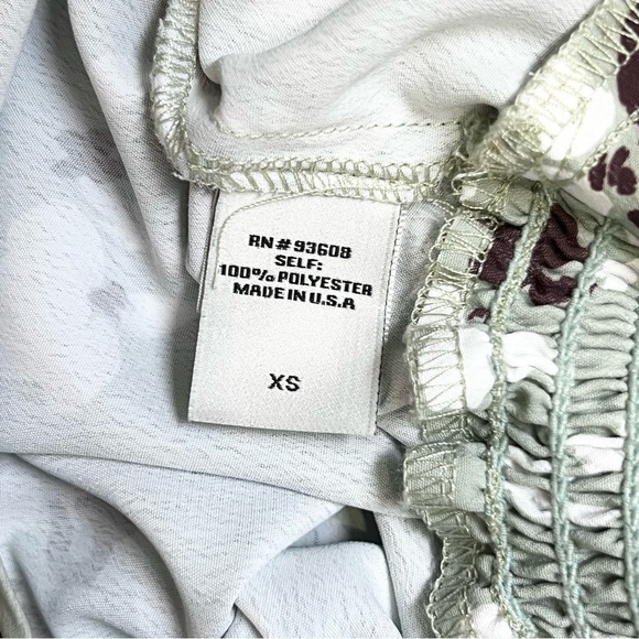 WILLOW 70s Sage Floral Print Wrap Tie Waist Puffed 3/4 Long Sleeve Crop Top XS - Picture 9 of 11